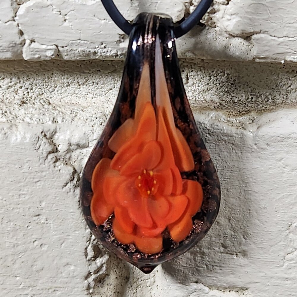 New Womens Murano Glass Orange Blossom Necklace 4 in 1